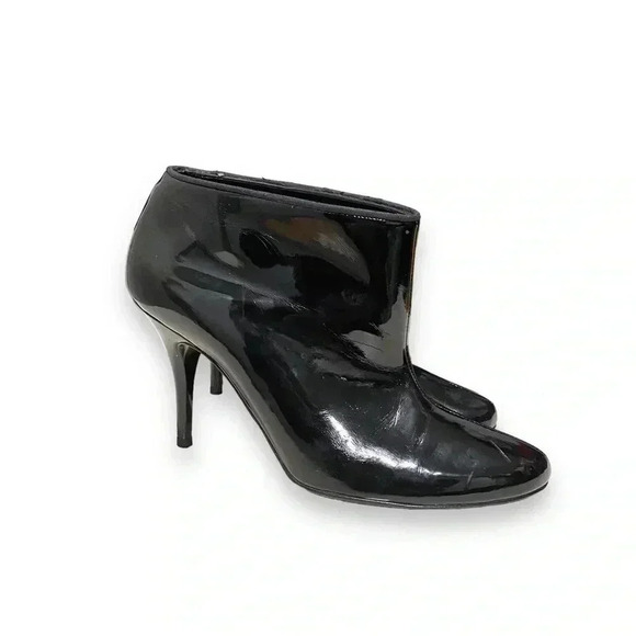 Stella McCartney Black Patent Leather Chic Stiletto Ankle Booties Size 36.5 - Picture 2 of 10